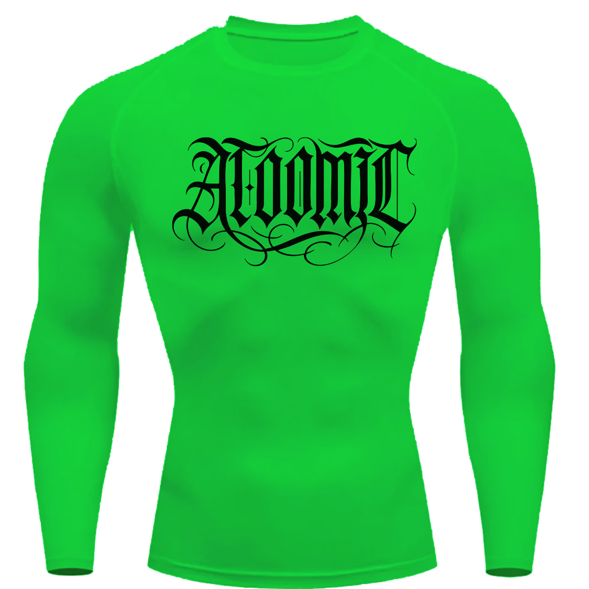 Camiseta Compressão Térmica Proteção UV +50 Manga Longa Lettering Tattoo Atoomic Escrita Gótica
