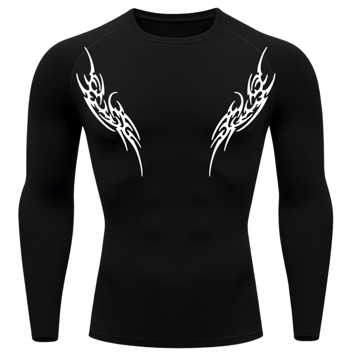 Camiseta Longa Compressão Proteção UV Cyber Tribal Dois New Stile Rash Guard