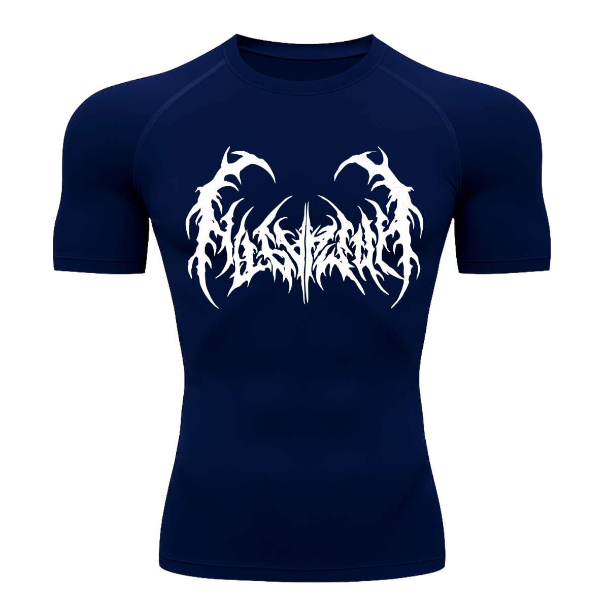 Camiseta Curta Compressão Proteção UV Cyber Tribal Dark Metal Frente