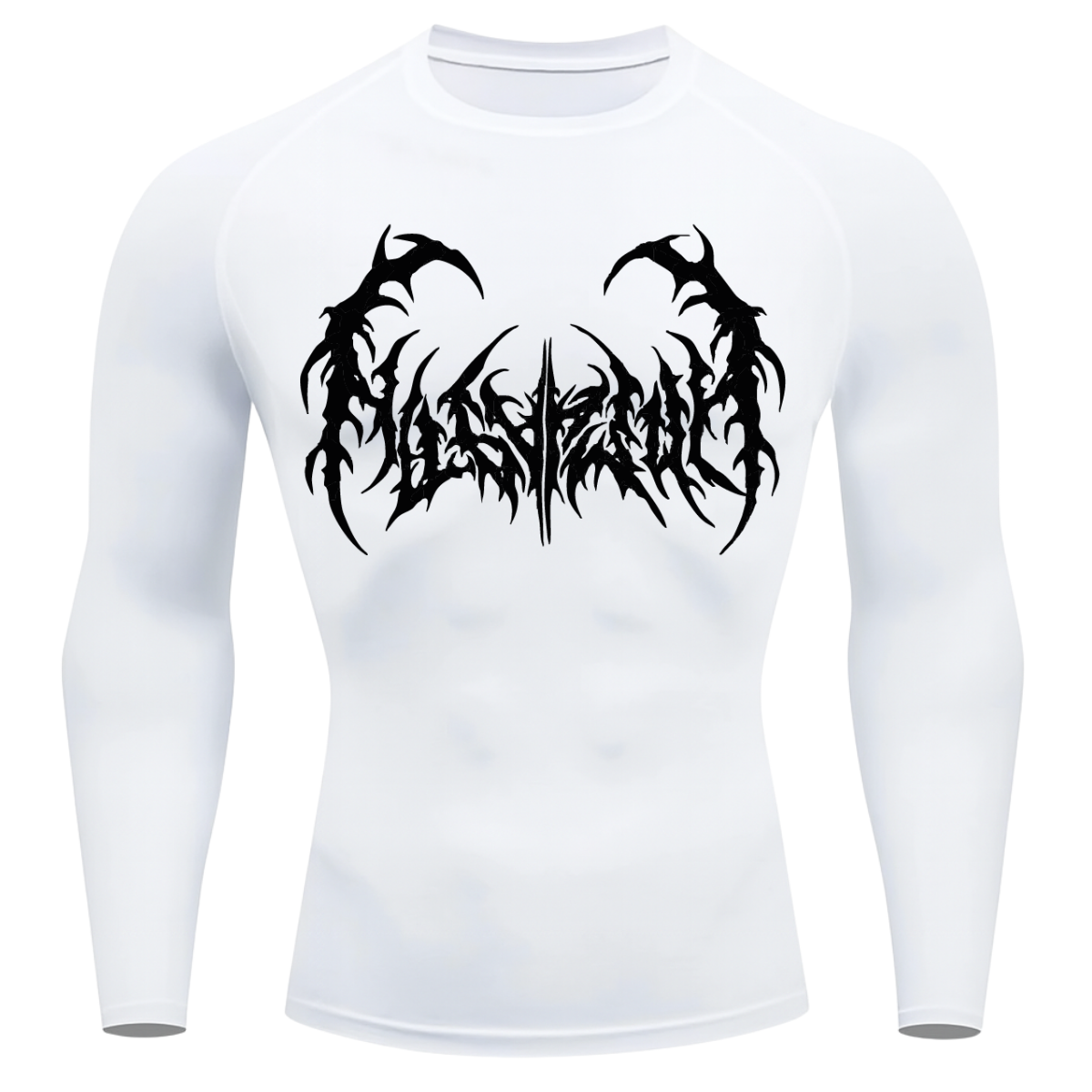 Camiseta Longa Compressão Proteção UV Cyber Tribal Dark Metal Rash Guard
