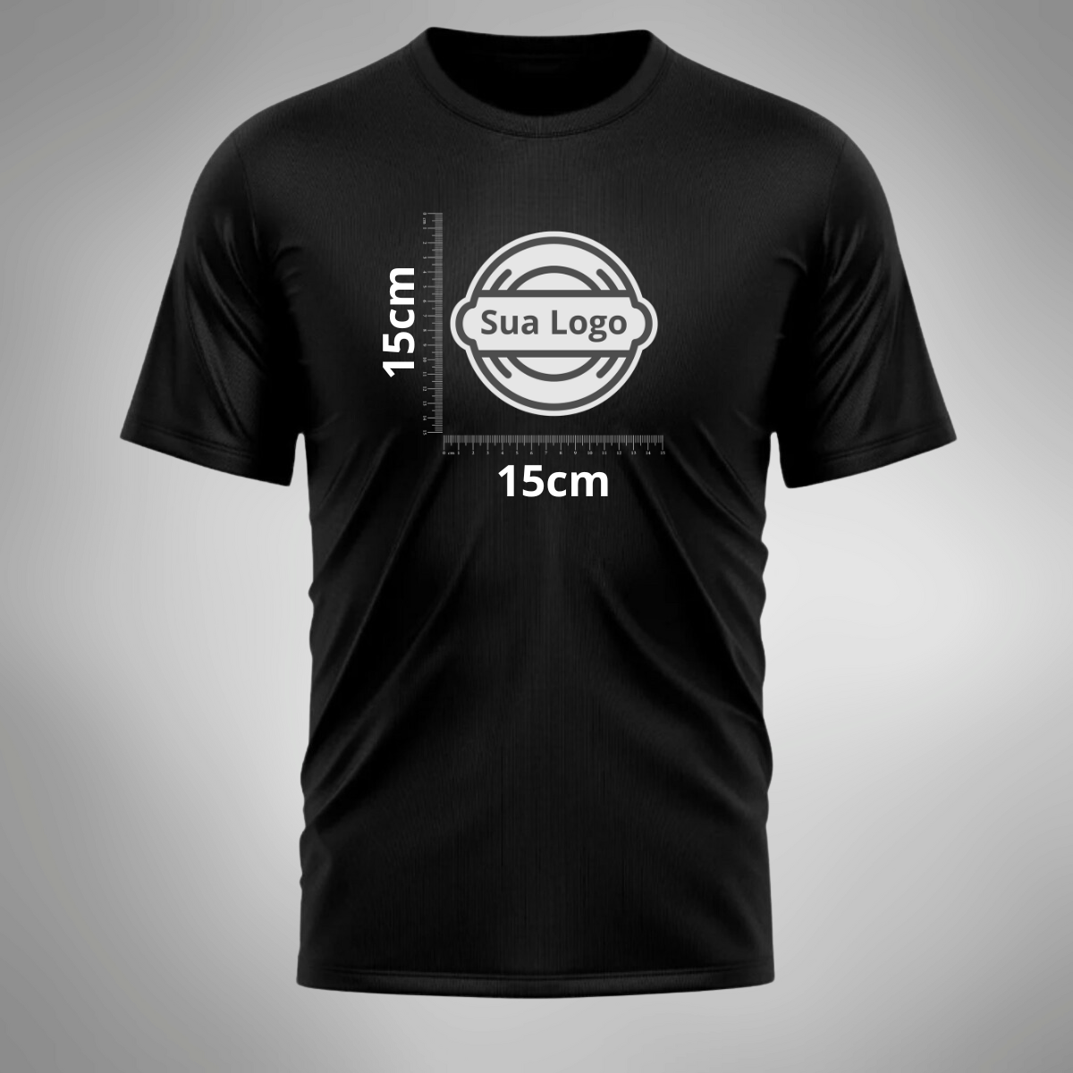 Camiseta PERSONALIZADA UV Curta Preta Estampa Logo