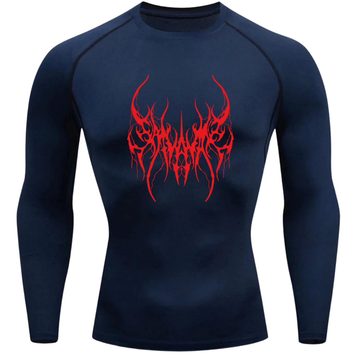 Camiseta Longa Compressão Proteção UV Cyber Tribal Save Me Frente