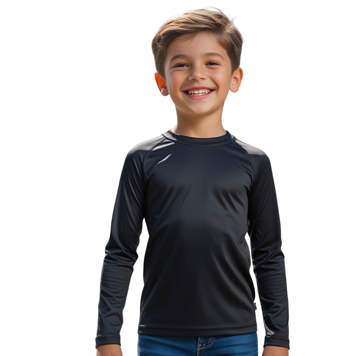 Camiseta Térmica Preto Infantil Proteção Solar Uv 50+ Camisa