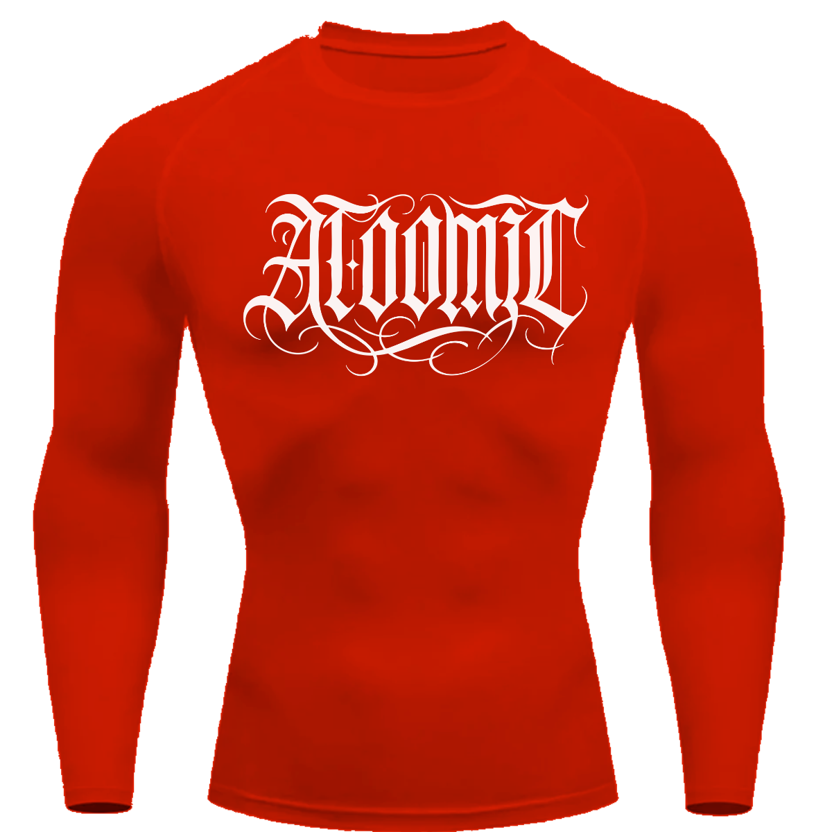 Camiseta Compressão Térmica Proteção UV +50 Manga Longa Lettering Tattoo Atoomic Escrita Gótica