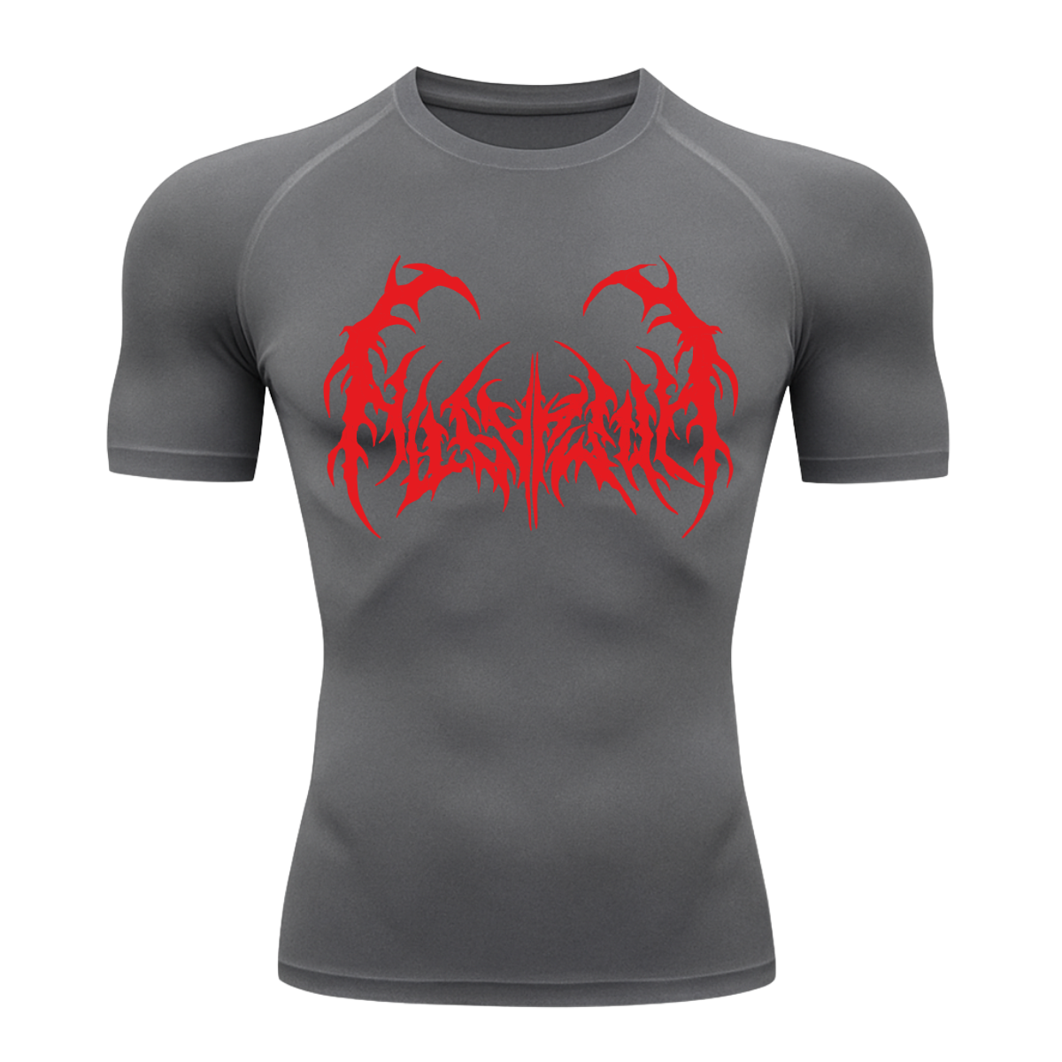 Camiseta Curta Compressão Proteção UV Cyber Tribal Dark Metal Rash Guard