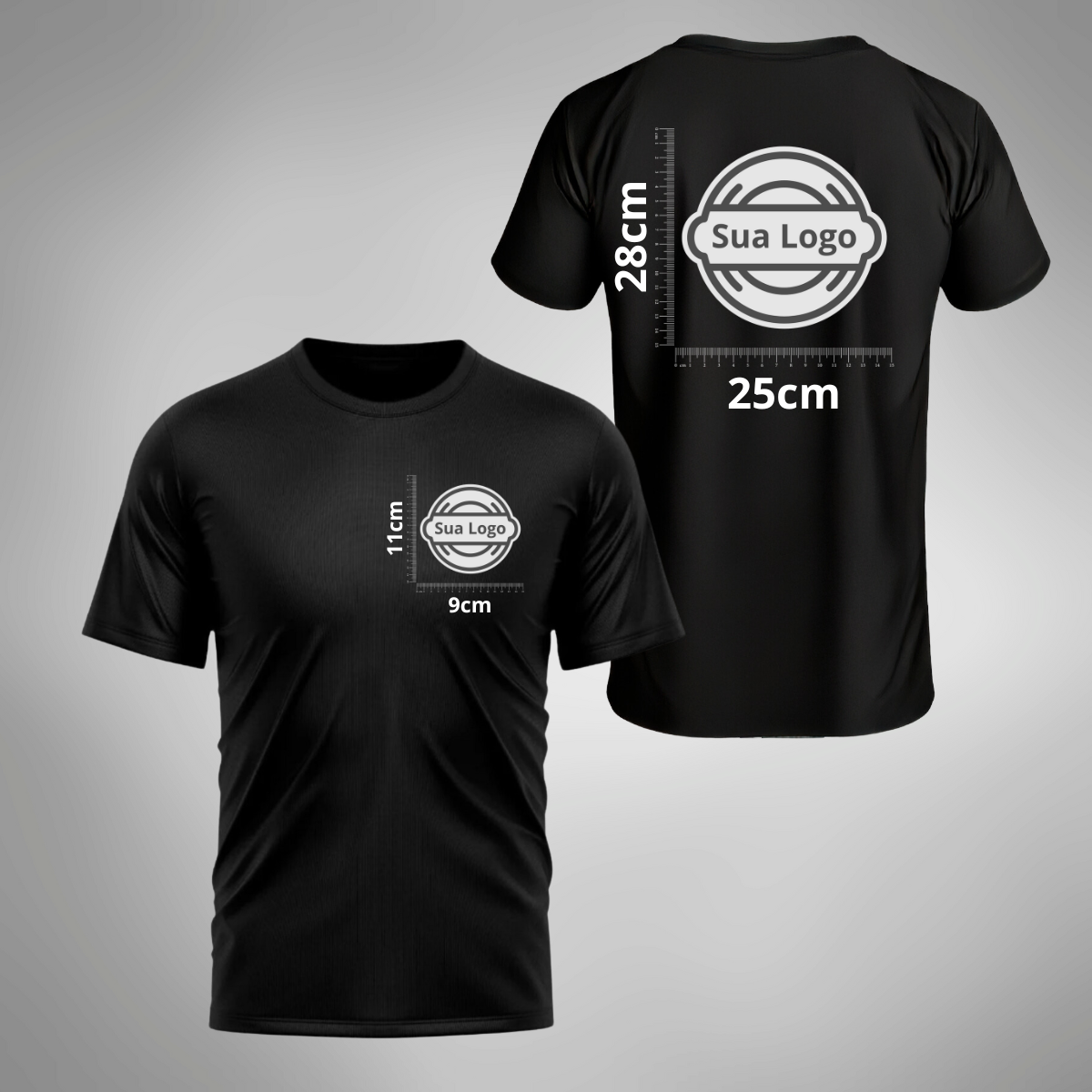 Camiseta PERSONALIZADA UV Curta Preta Estampa Logo