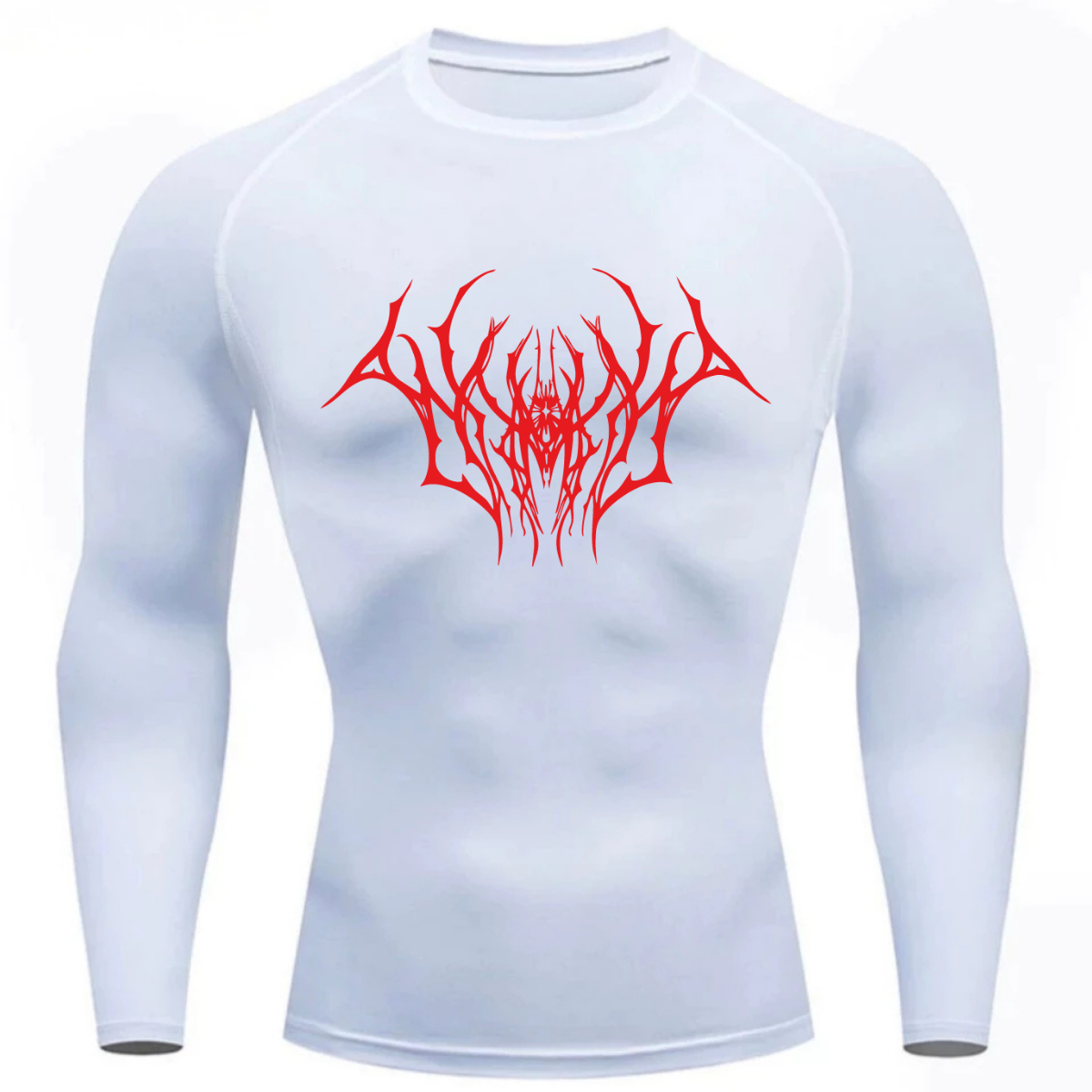 Camiseta Compressão Proteção Uv Estampada Na Frente Tecido Gelado Segunda Pele Manga Longa Cyber Tribal Draion