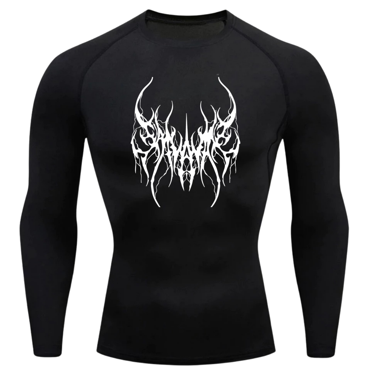 Camiseta Longa Compressão Proteção UV Cyber Tribal Save Me Frente