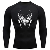 Camiseta Longa Compressão Proteção UV Cyber Tribal Save Me Frente
