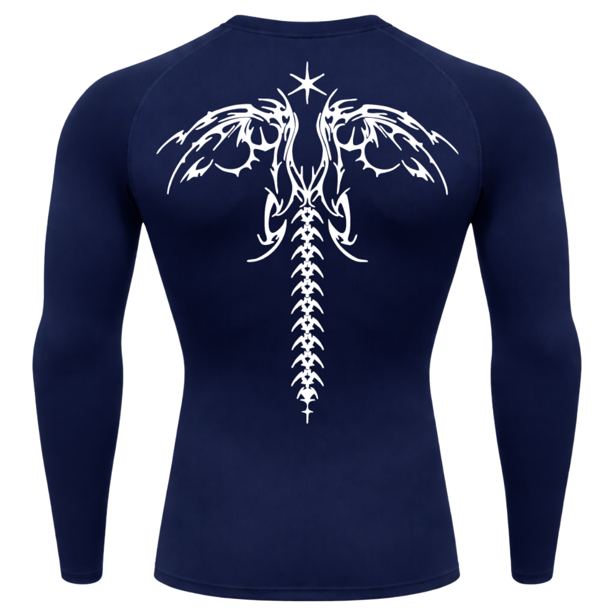 Camiseta Longa Compressão Proteção UV Cyber Tribal Dark Wings Evolution Asas 02 Costas