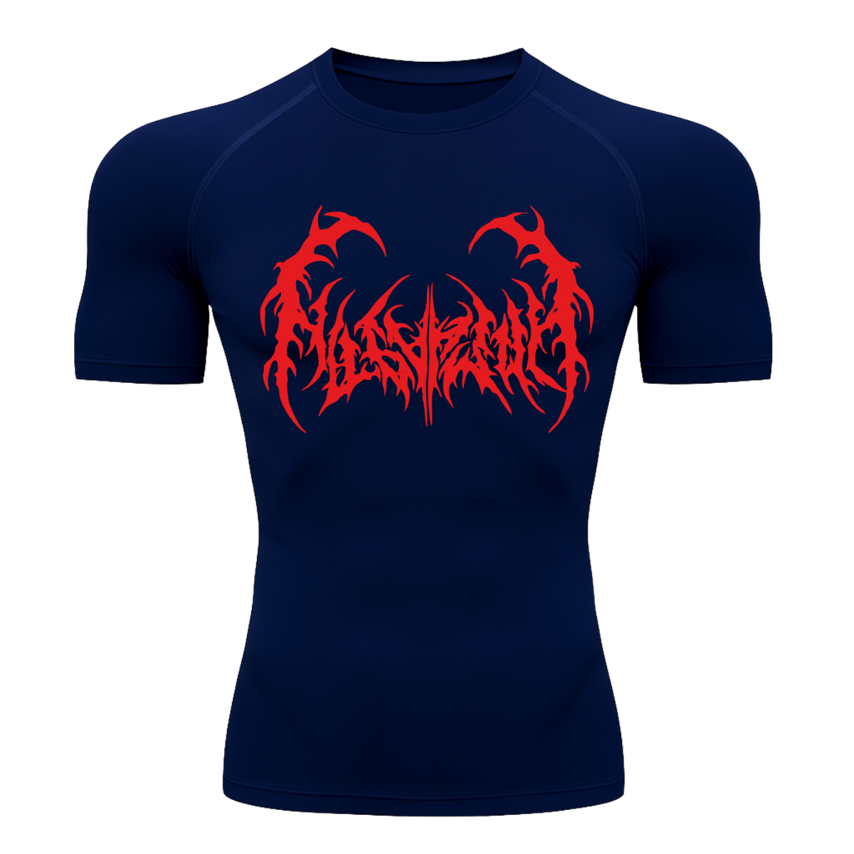 Camiseta Curta Compressão Proteção UV Cyber Tribal Dark Metal Rash Guard