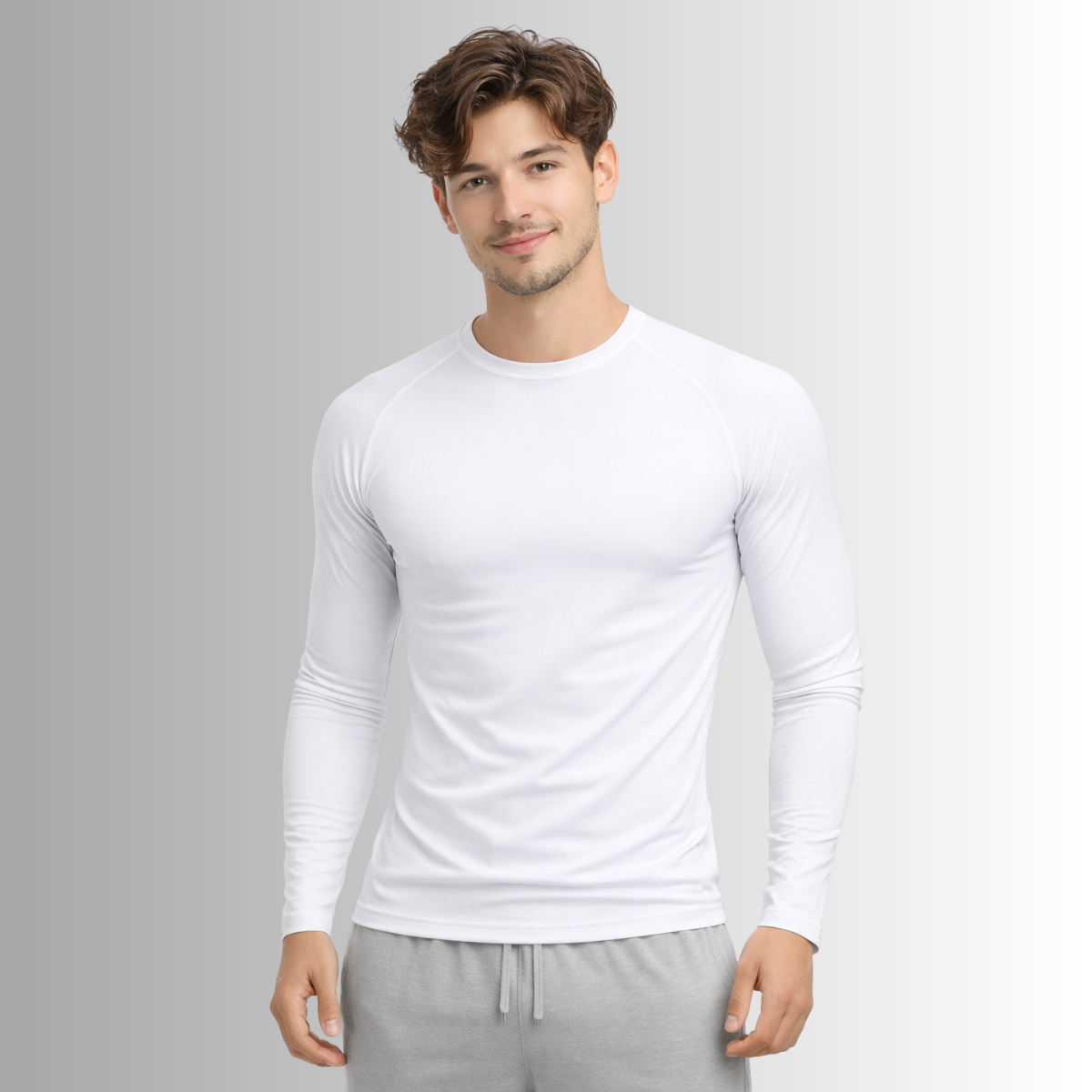 Camiseta Manga Longa Térmica Masculina Branca Proteção Solar UV 50+