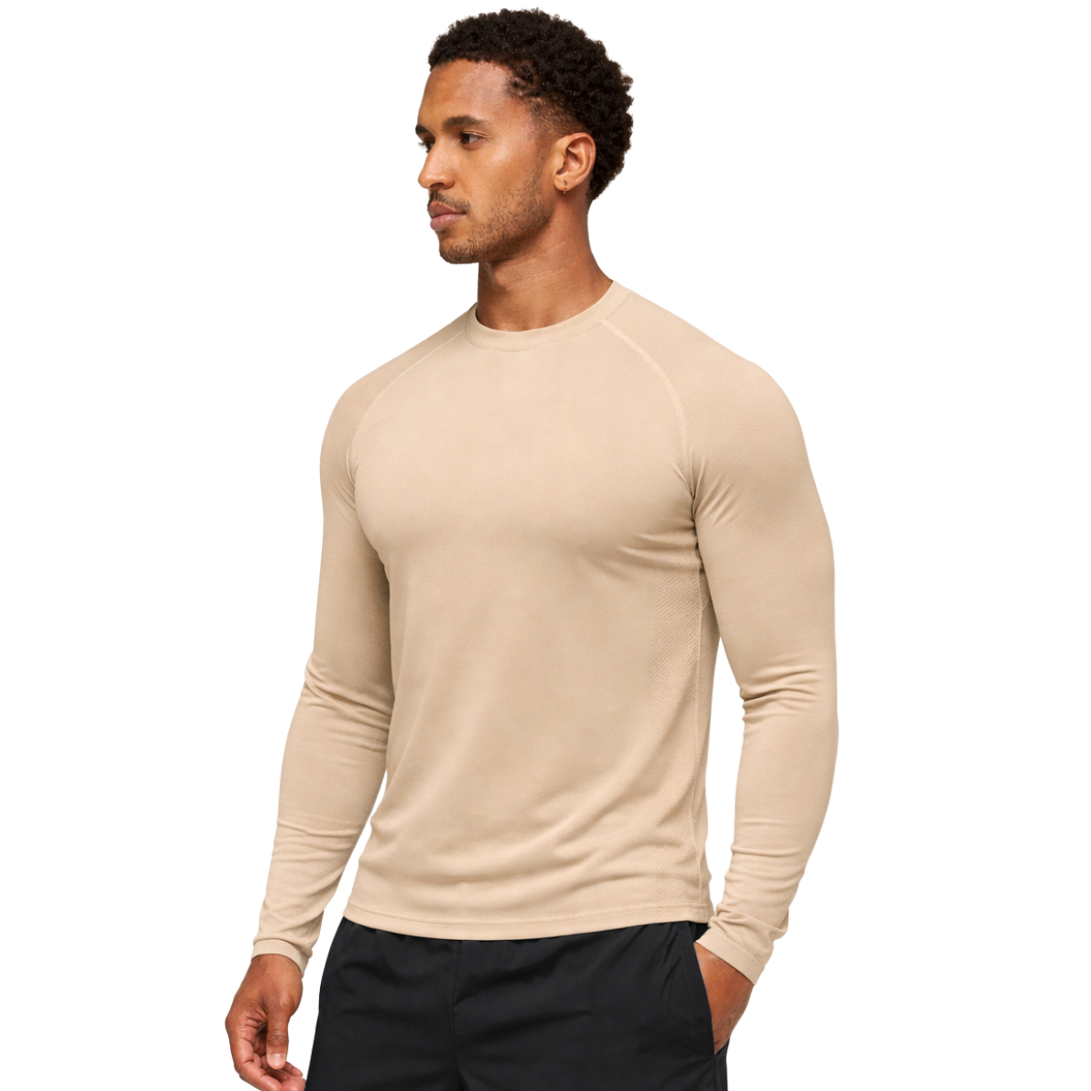 Camiseta Térmica Masculina Manga Longa Bege Nude Proteção solar UV 50+