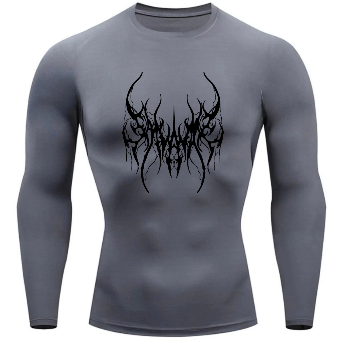 Camiseta Longa Compressão Proteção UV Cyber Tribal Save Me Frente