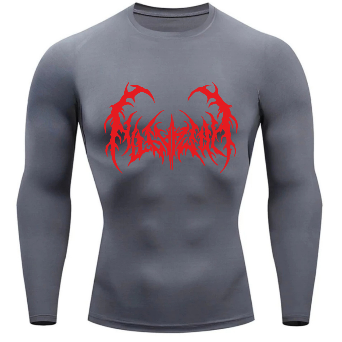 Camiseta Longa Compressão Proteção UV Cyber Tribal Dark Metal Frente