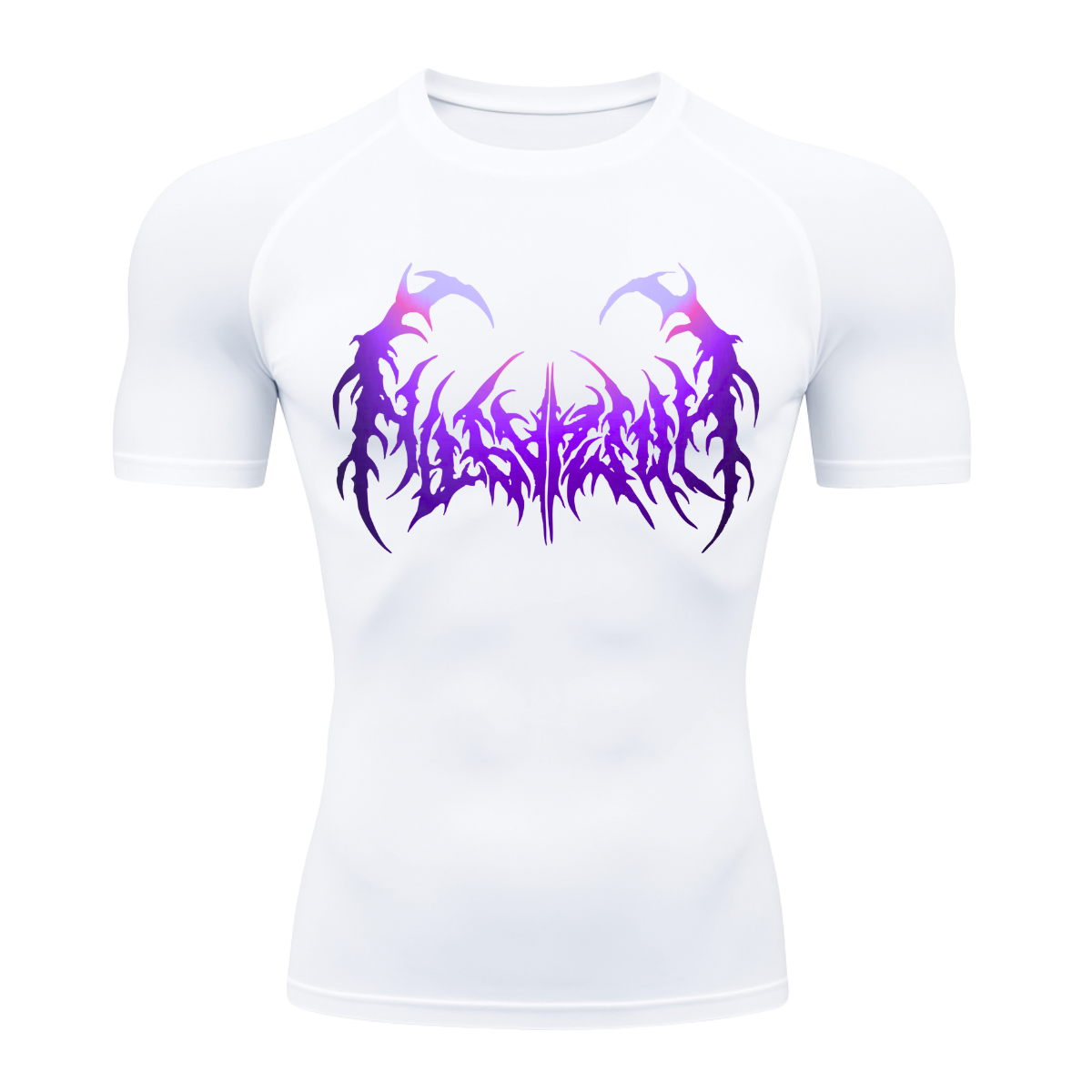 Camiseta Curta Compressão Proteção UV Cyber Tribal Dark Metal Rash Guard