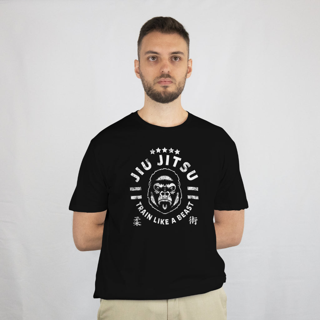 Camiseta Regular Casual Unissex Jiu Jitsu Gorilla Strong Algodão 30.1 Luta - 04
