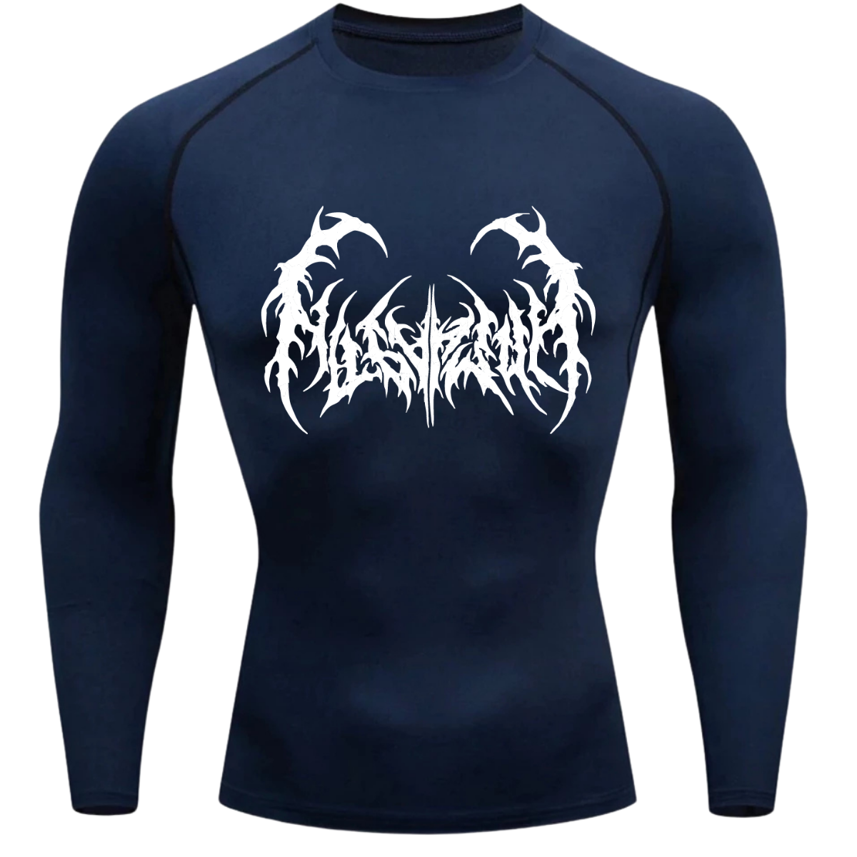 Camiseta Longa Compressão Proteção UV Cyber Tribal Dark Metal Frente