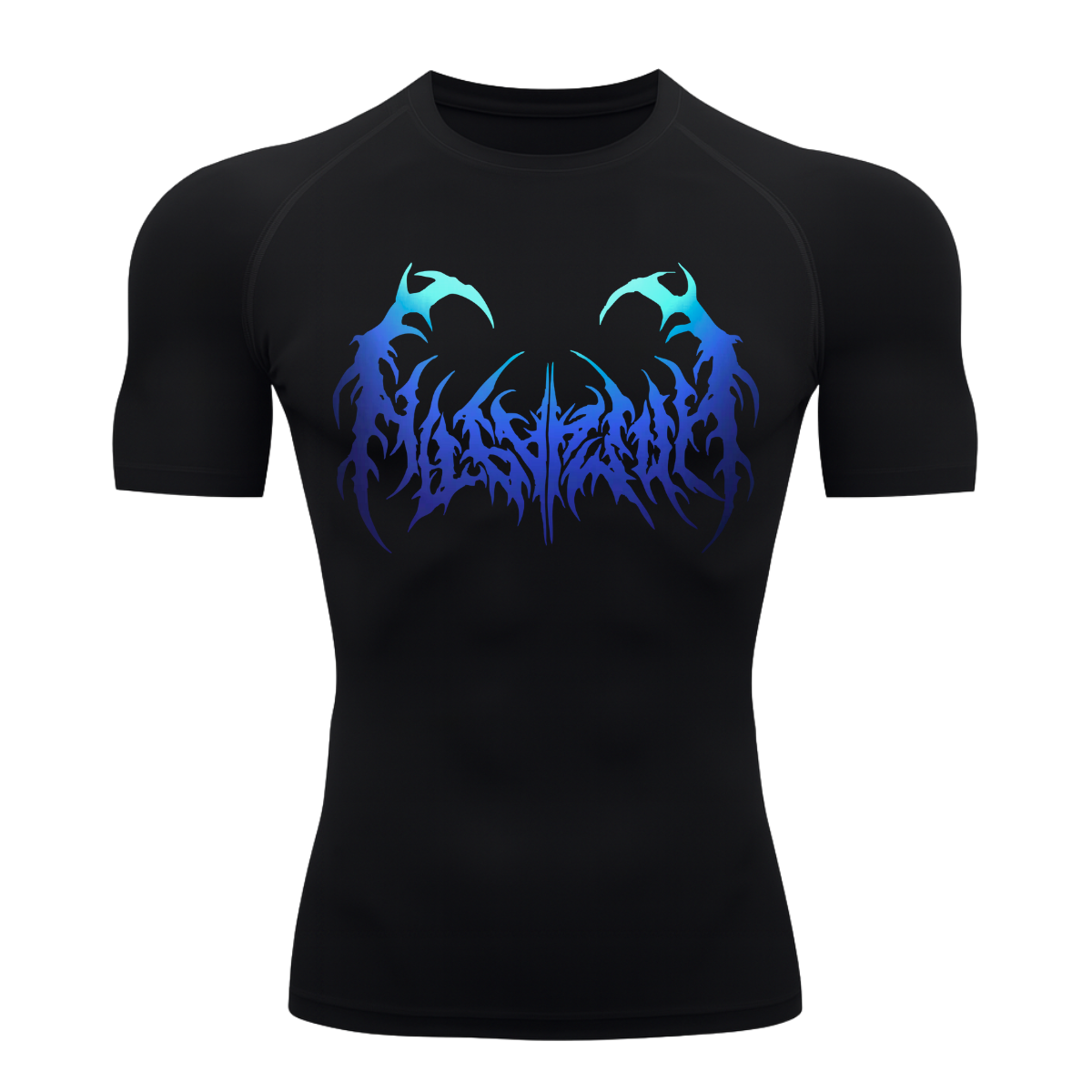 Camiseta Curta Compressão Proteção UV Cyber Tribal Dark Metal Rash Guard