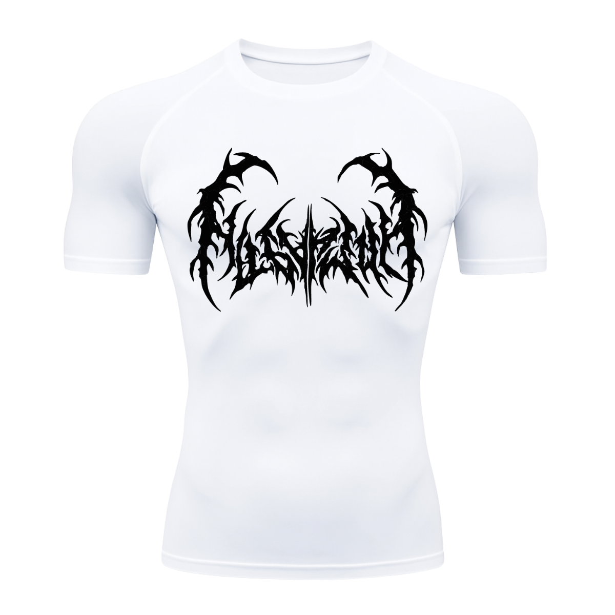 Camiseta Curta Compressão Proteção UV Cyber Tribal Dark Metal Rash Guard