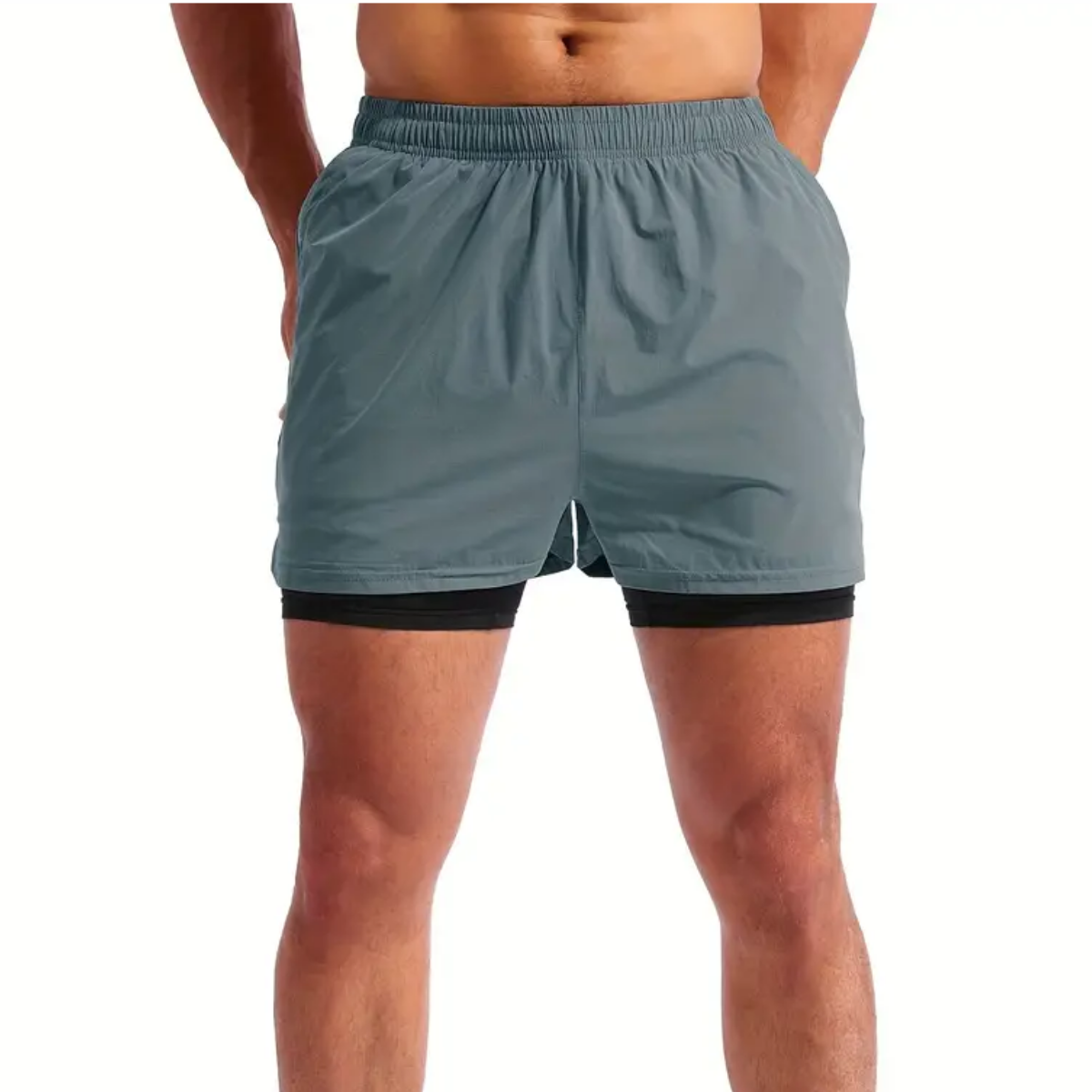 Shorts Bermuda 2 em 1 Com Short Interno Compressão Masculino