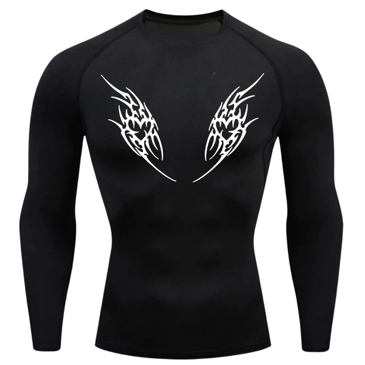 Camiseta Longa Compressão Proteção UV Cyber Tribal Dois Corações Frente