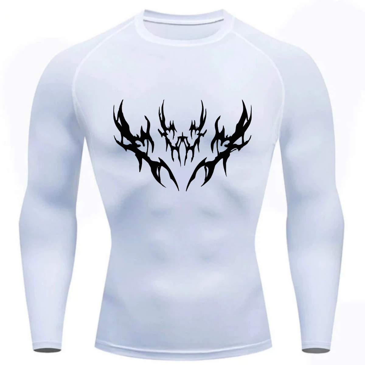 Camiseta Longa Compressão Proteção UV Cyber Tribal Vetorial Frente