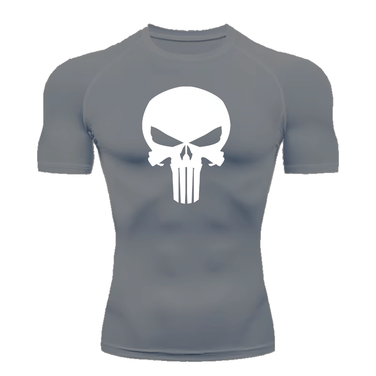 Camisa Compressão Proteção Uv 50+ Estampada Tecido Gelado Segunda Pele Manga Curta Símbolo Justiceiro Caveira Rash Guard