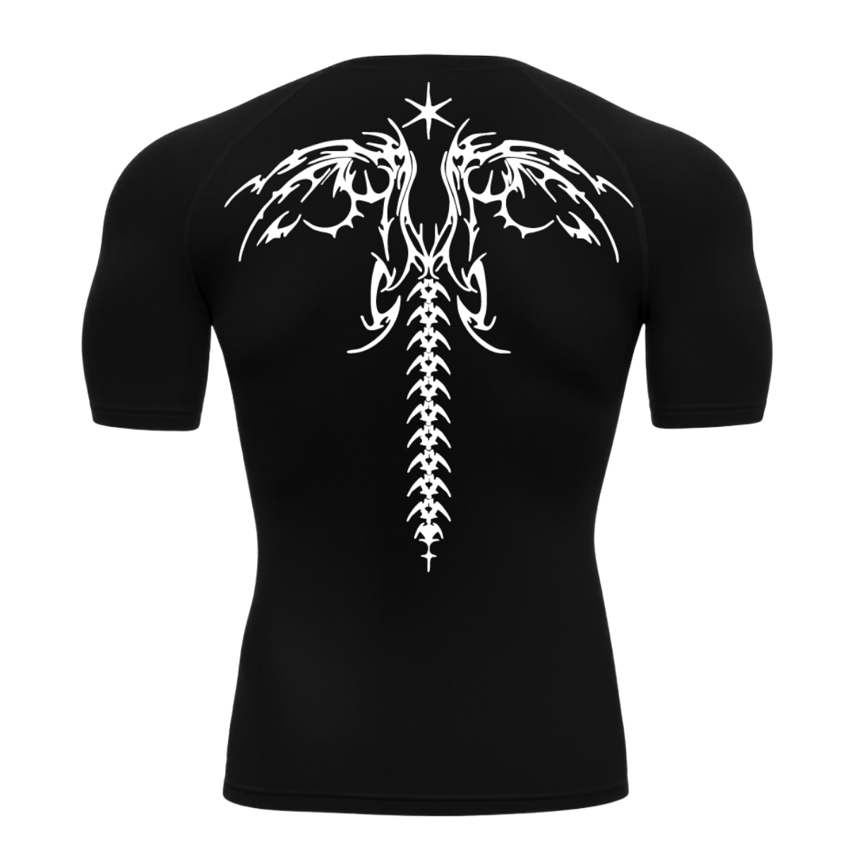 Camiseta Curta Compressão Proteção UV Cyber Tribal Asas 02 Costas