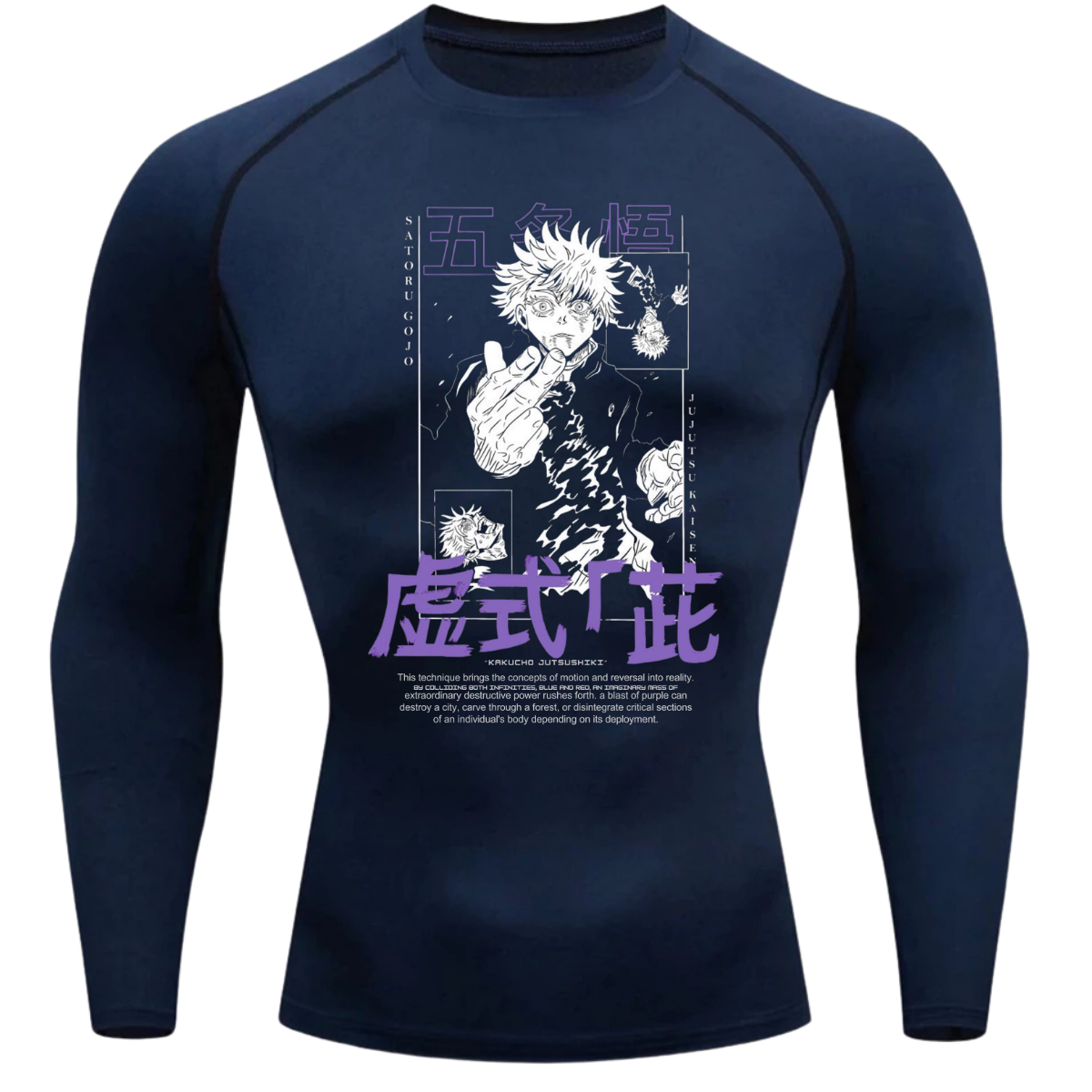 Camiseta Longa Compressão Proteção UV  Jujutsu 14 Gojo