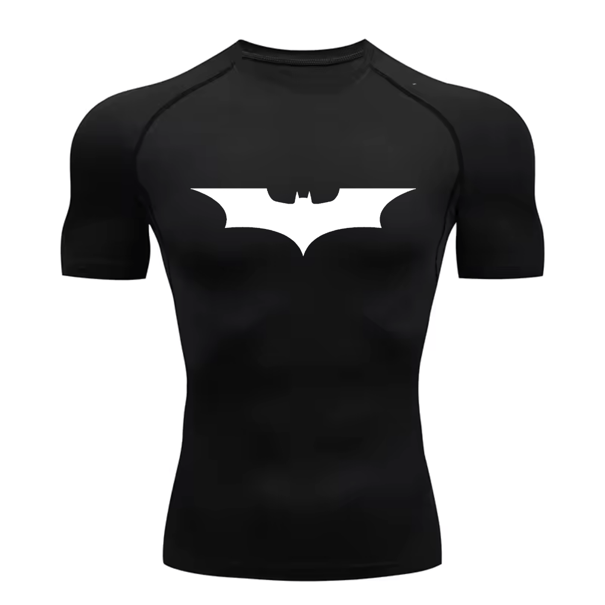 Camisa Compressão Proteção Uv 50+ Estampada Tecido Gelado Segunda Pele Manga Curta Símbolo Batman Academia Rash Guard