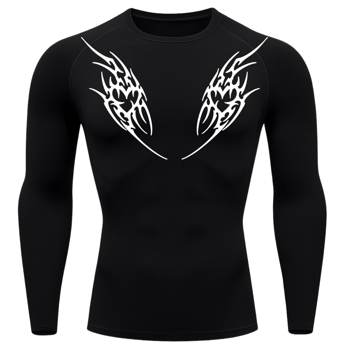 Camiseta Longa Compressão Proteção UV Cyber Tribal Dois Corações Rash Guard