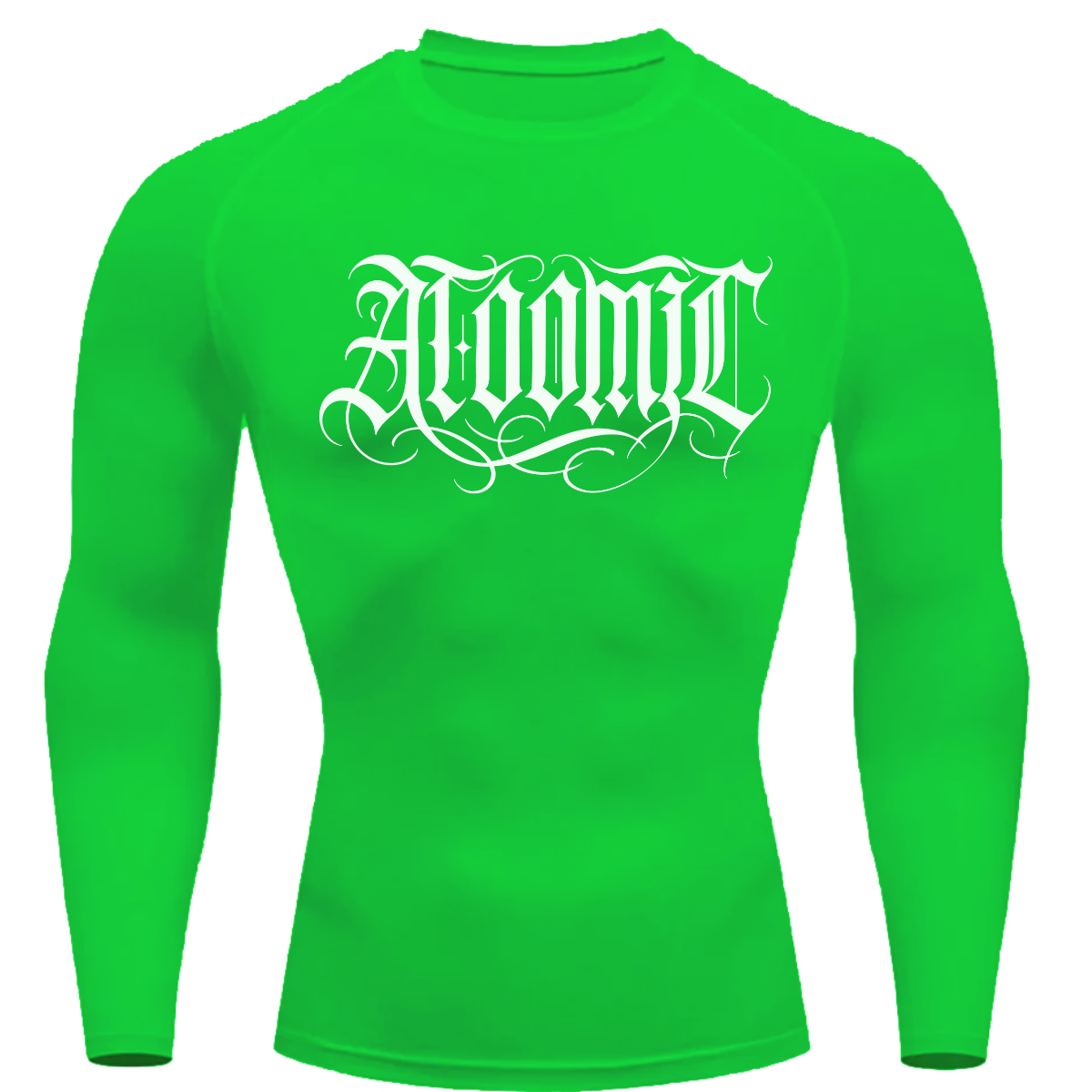 Camiseta Compressão Térmica Proteção UV +50 Manga Longa Lettering Tattoo Atoomic Escrita Gótica