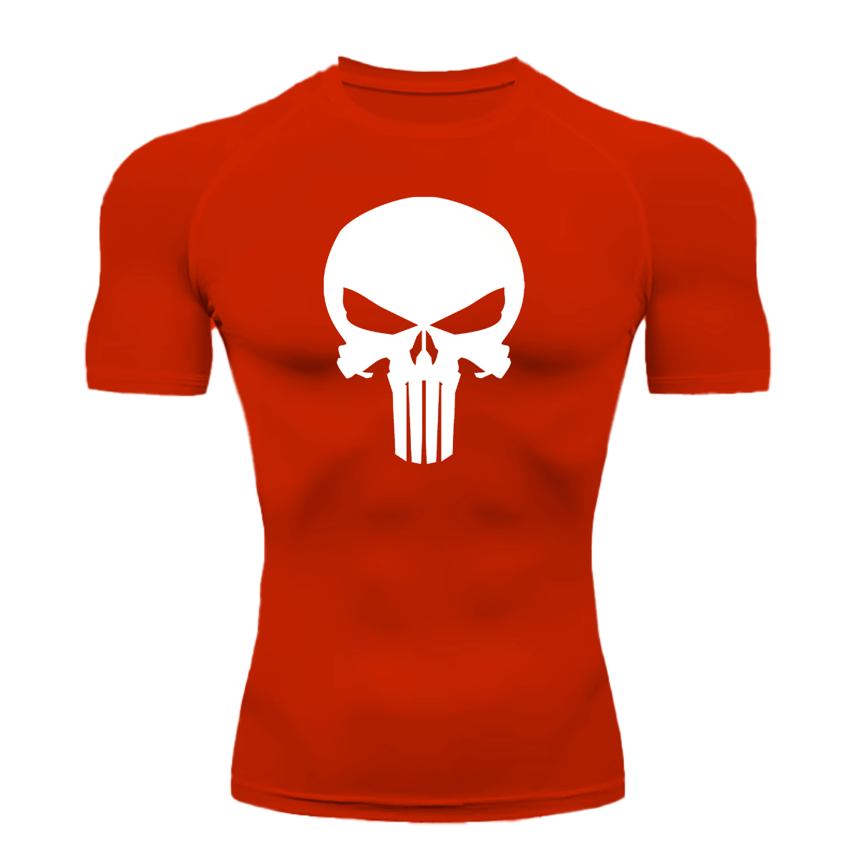 Camisa Compressão Proteção Uv 50+ Estampada Tecido Gelado Segunda Pele Manga Curta Símbolo Justiceiro Caveira Rash Guard