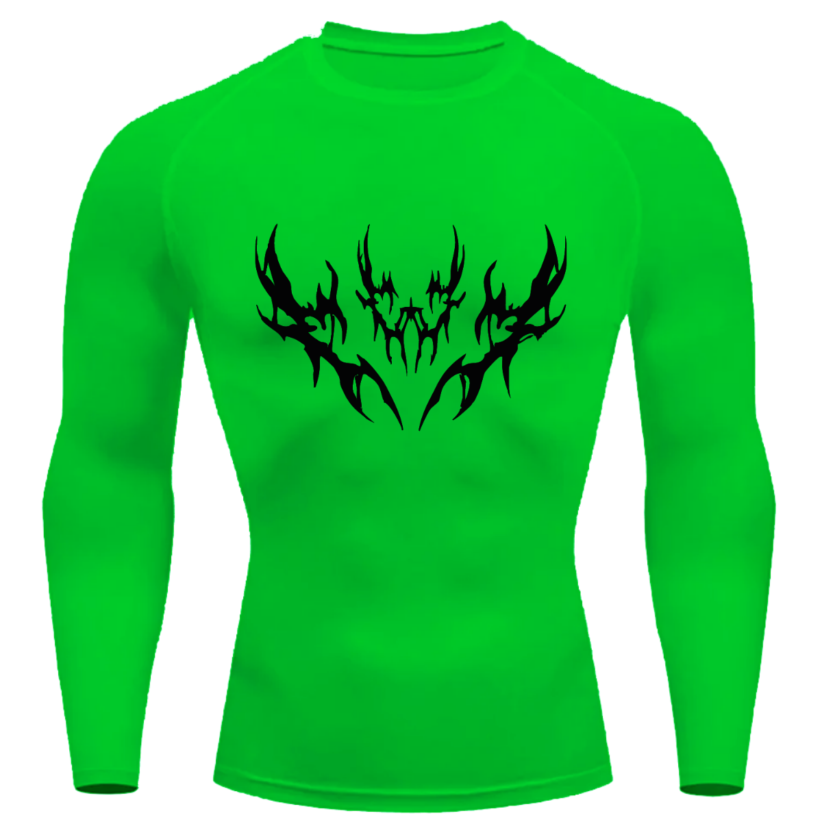 Camiseta Longa Compressão Proteção UV Cyber Tribal Vetorial Frente