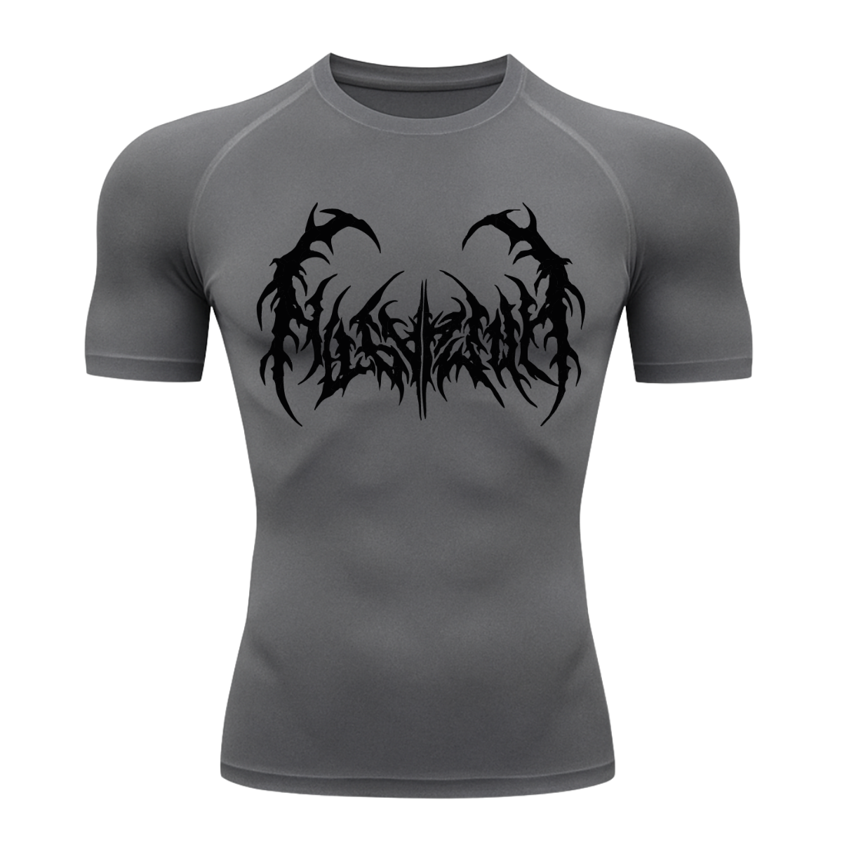 Camiseta Curta Compressão Proteção UV Cyber Tribal Dark Metal Rash Guard