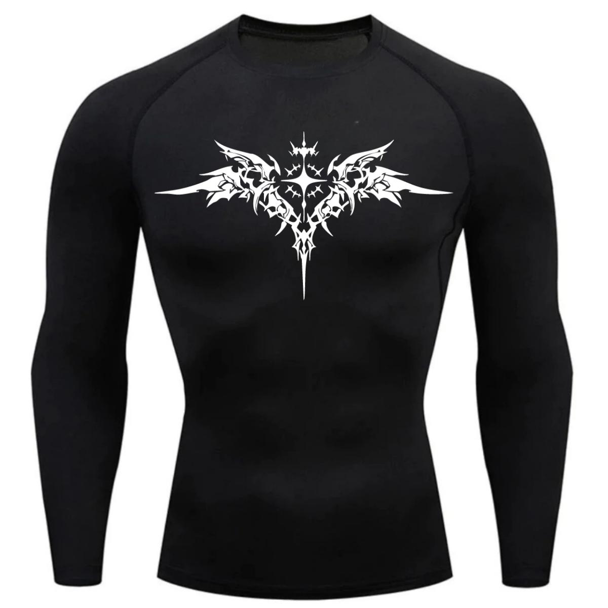 Camiseta Longa Compressão Proteção UV Cyber Tribal Asas 03 Frente