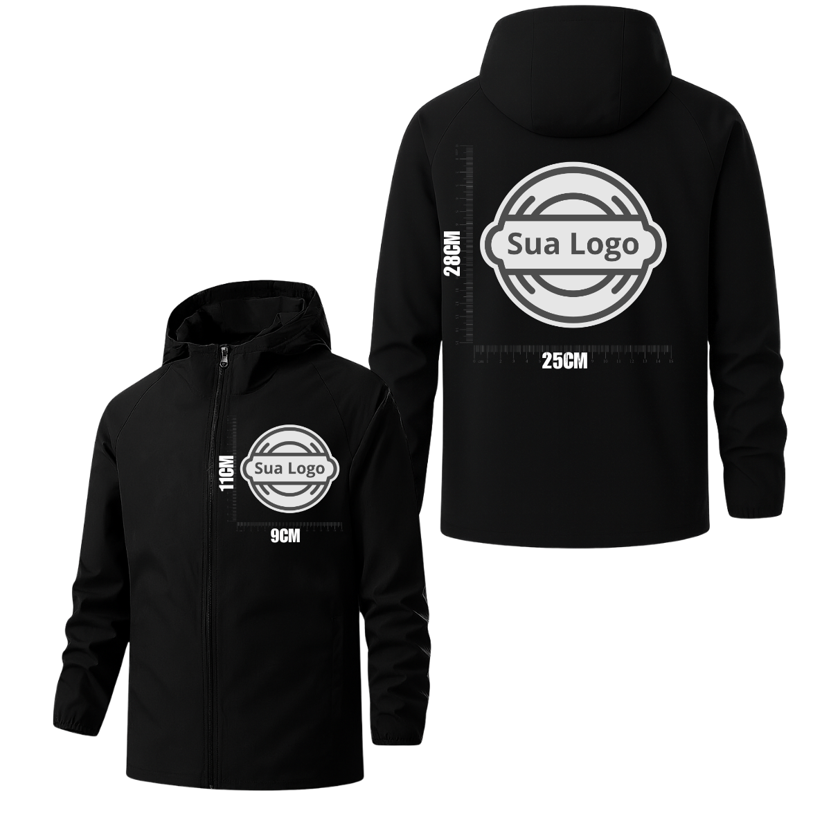 Jaqueta Corta Vento Lisa PERSONALIZADA Estampa Logo