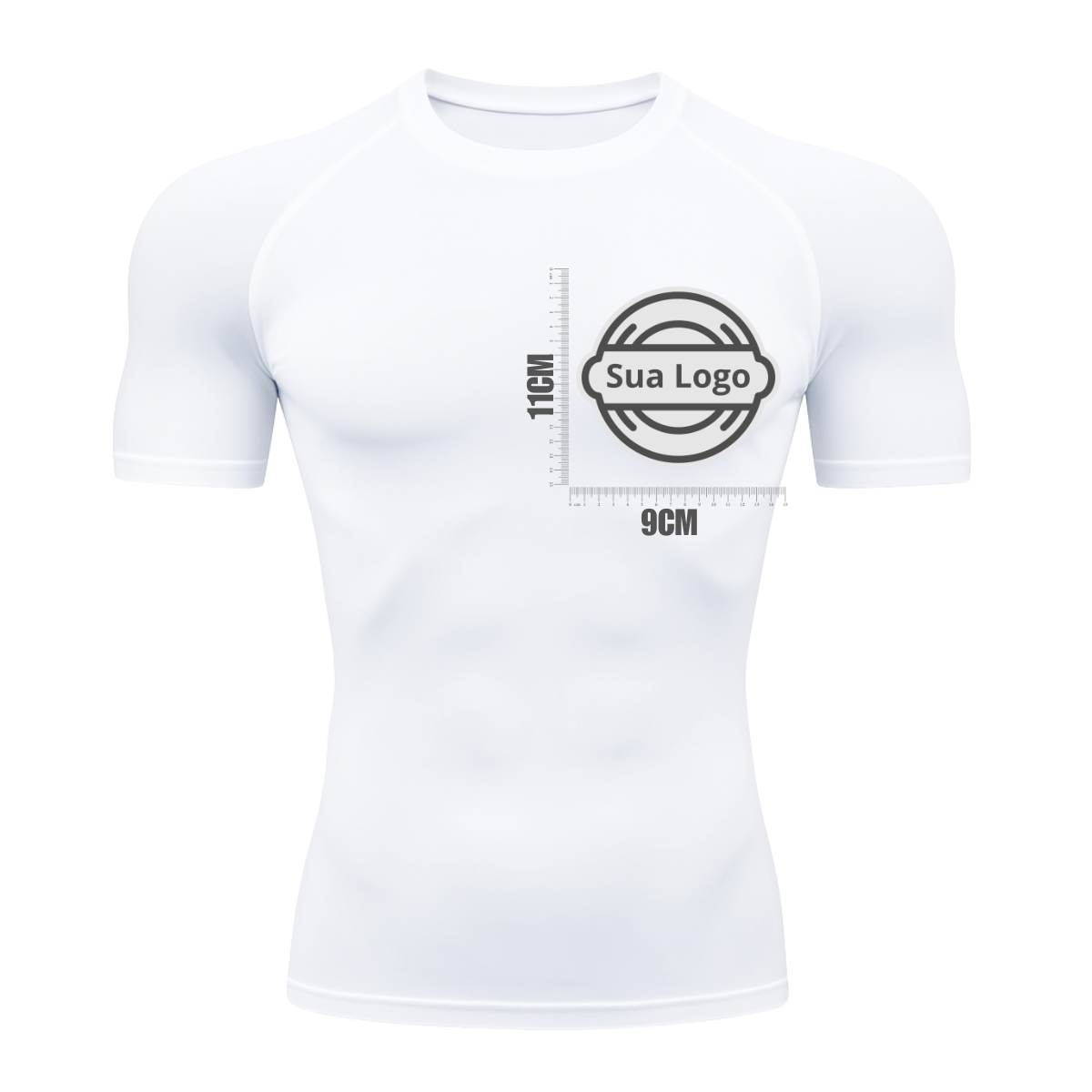 Camiseta PERSONALIZADA UV Curta Branca Estampa Logo