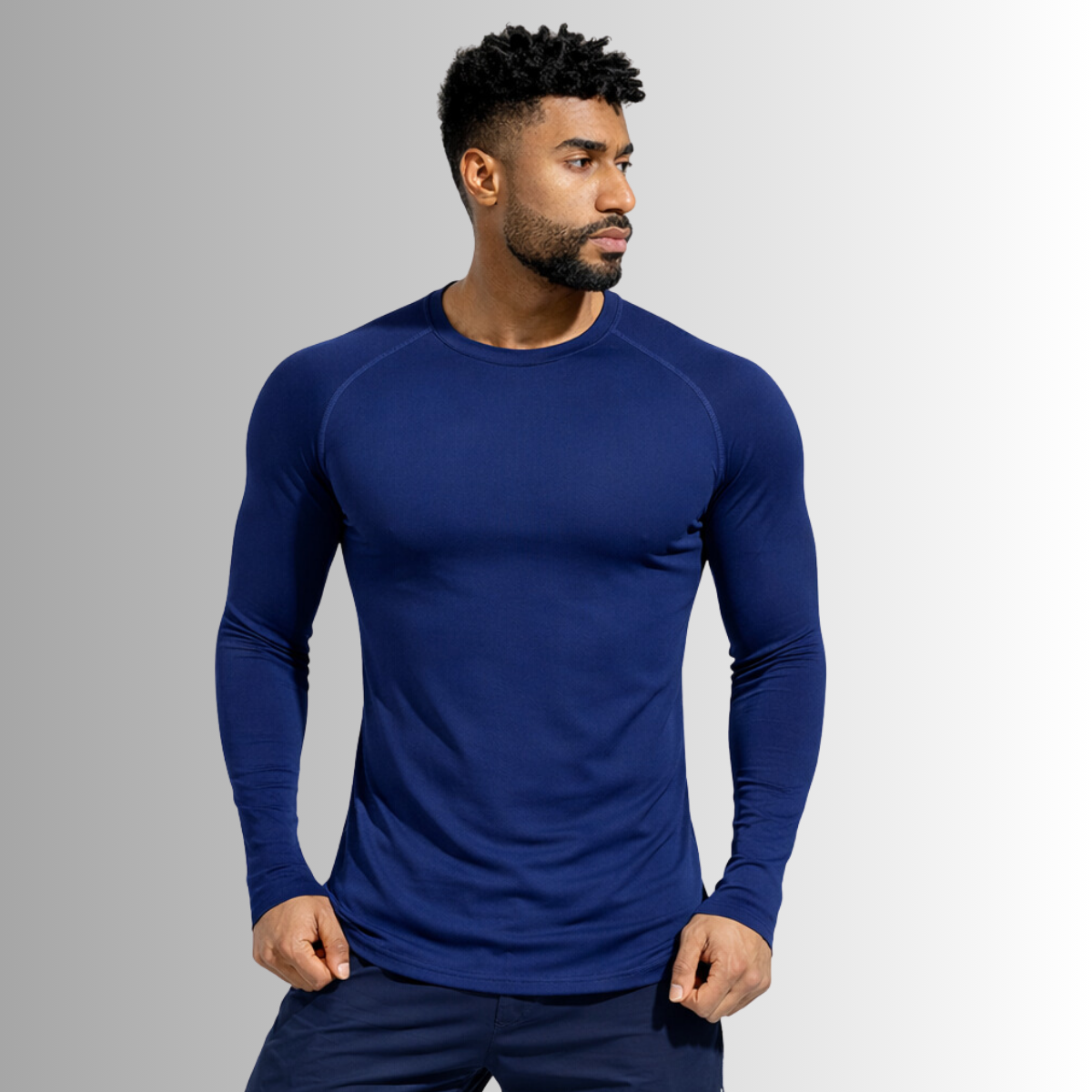 Camiseta Manga Longa Térmica Masculina Azul Marinho Proteção Solar UV 50+