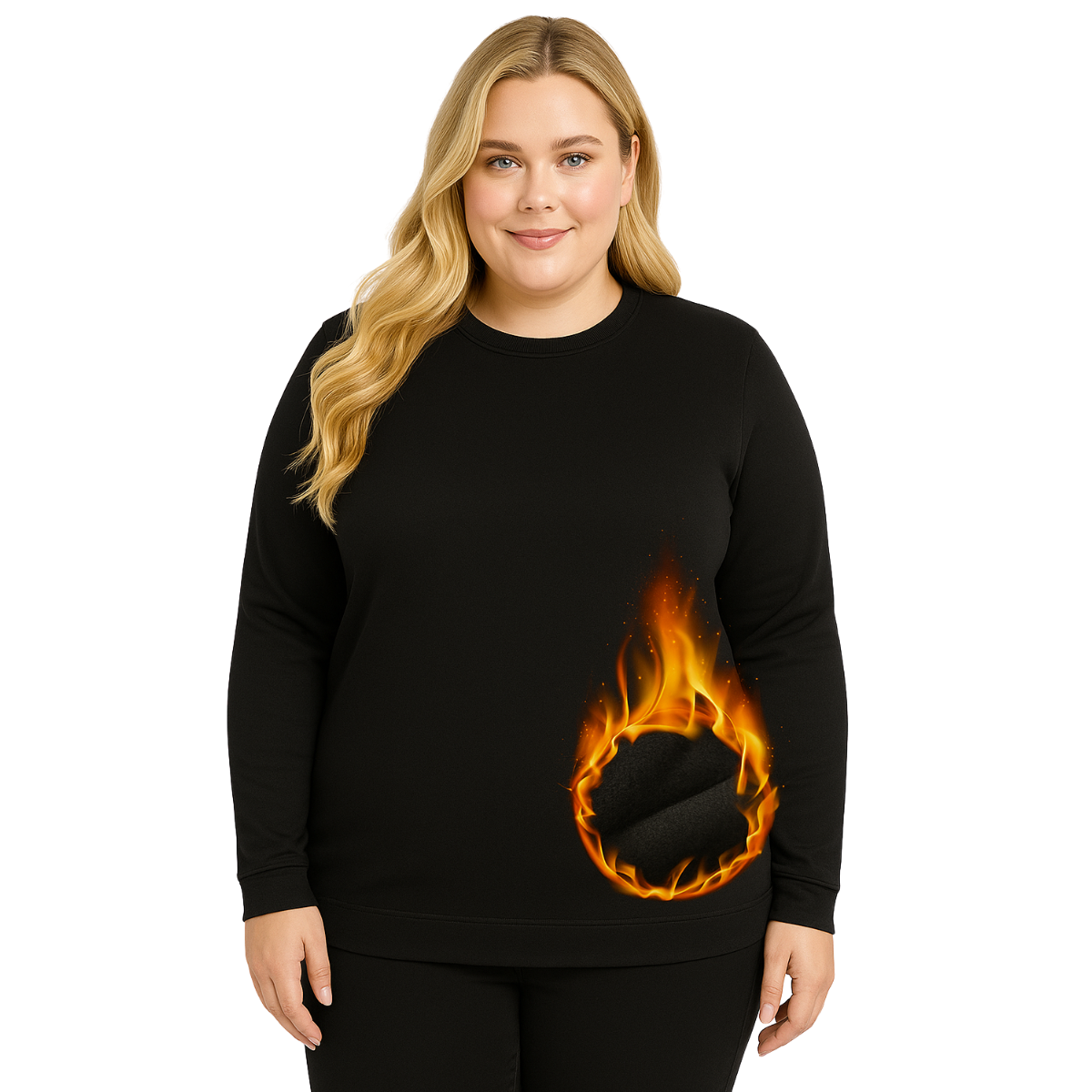 Camiseta Manga Longa Plus Size Térmica Tecido Peluciado Feminino