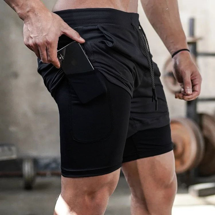 Shorts Bermuda 2 em 1 Com Short Interno Compressão Masculino