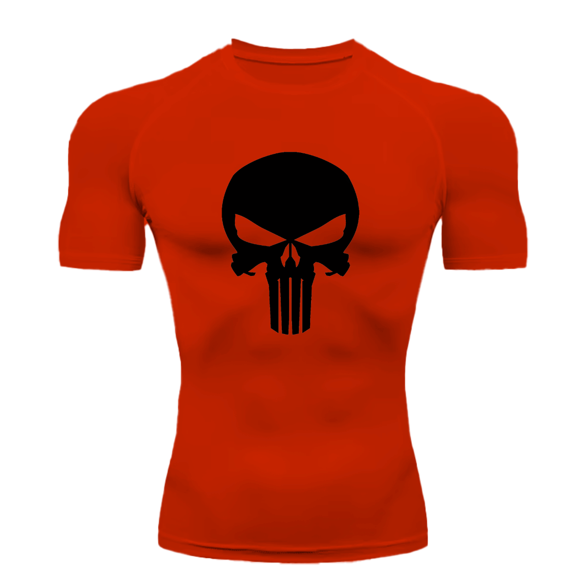 Camisa Compressão Proteção Uv 50+ Estampada Tecido Gelado Segunda Pele Manga Curta Símbolo Justiceiro Caveira Rash Guard
