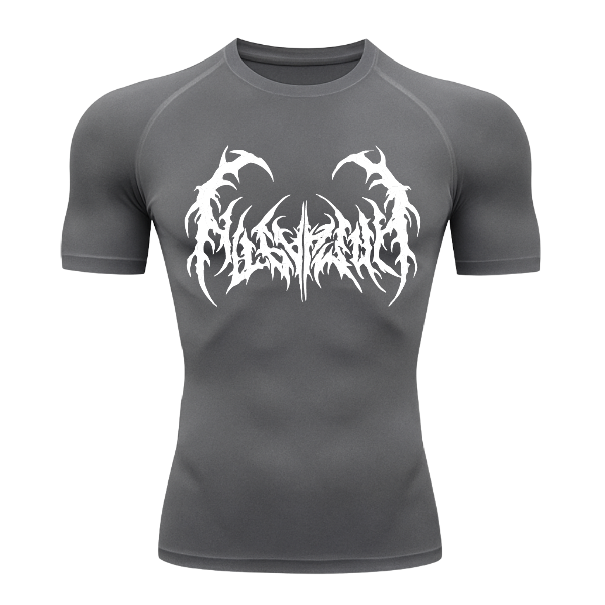 Camiseta Curta Compressão Proteção UV Cyber Tribal Dark Metal Rash Guard