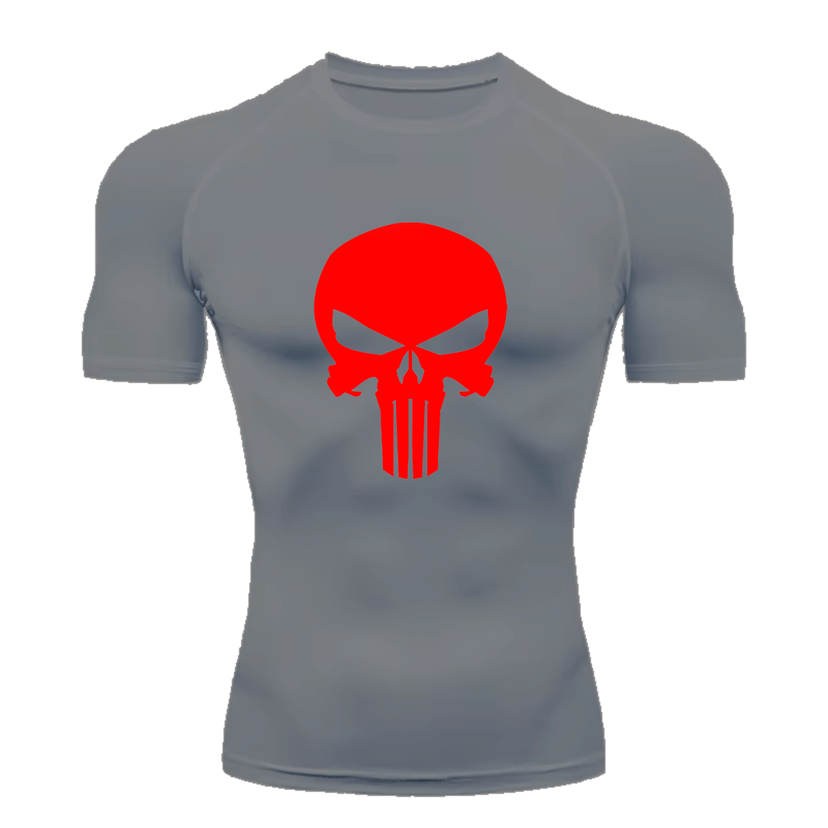 Camisa Compressão Proteção Uv 50+ Estampada Tecido Gelado Segunda Pele Manga Curta Símbolo Justiceiro Caveira Rash Guard