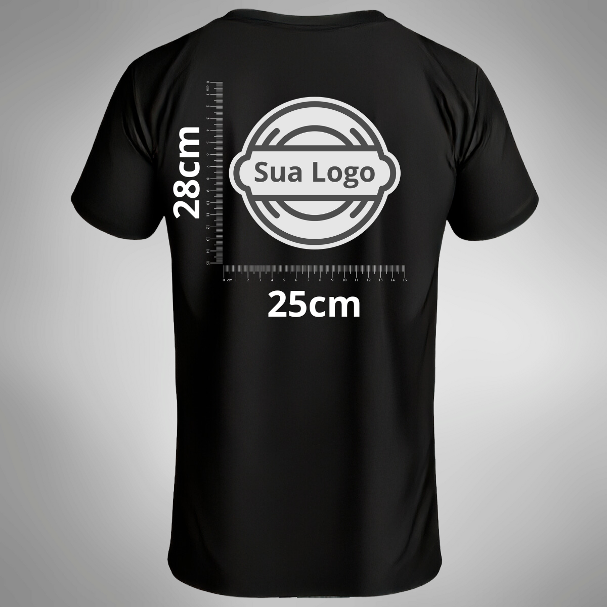 Camiseta PERSONALIZADA UV Curta Preta Estampa Logo
