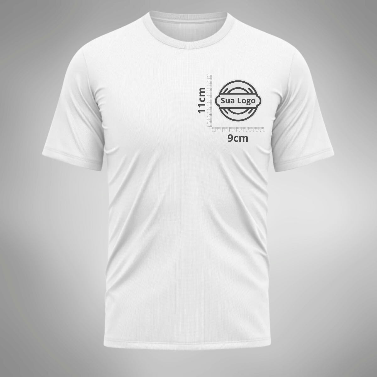 Camiseta PERSONALIZADA UV Curta Branca Estampa Logo