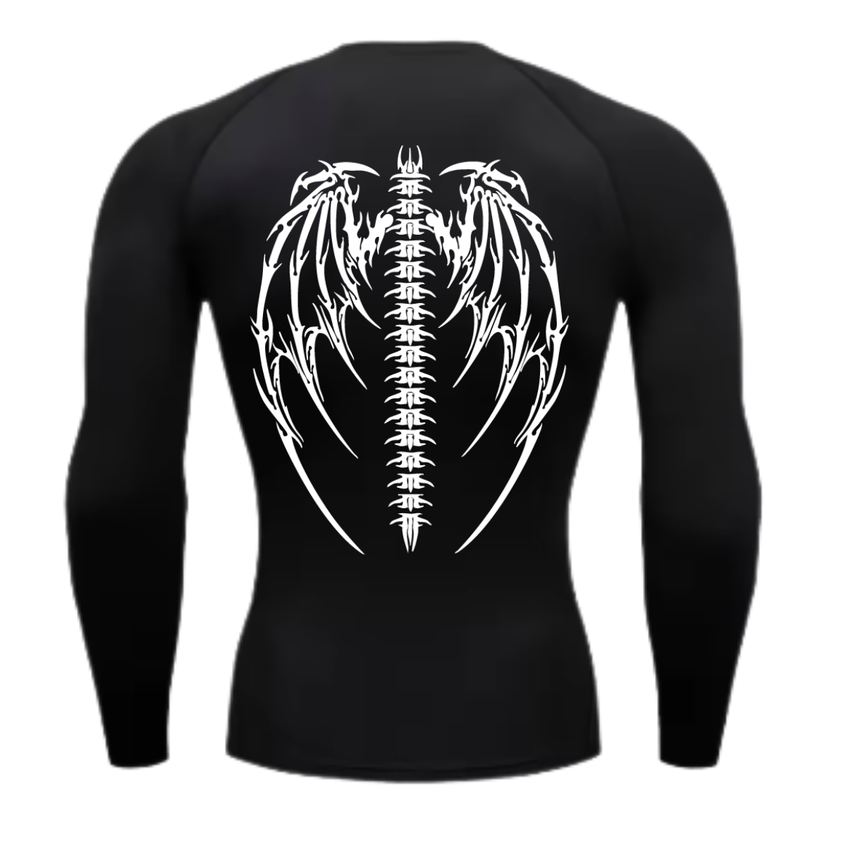 Camiseta Longa Compressão Proteção UV Cyber Tribal Asas 01 Costas