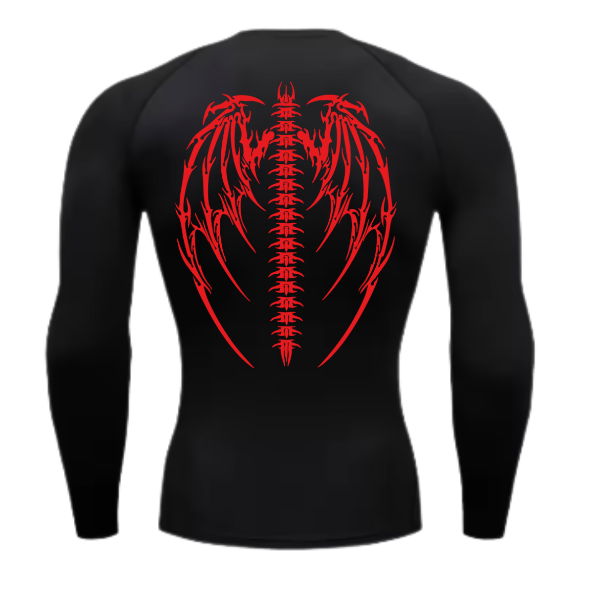 Camiseta Longa Compressão Proteção UV Cyber Tribal Asas 01 Costas