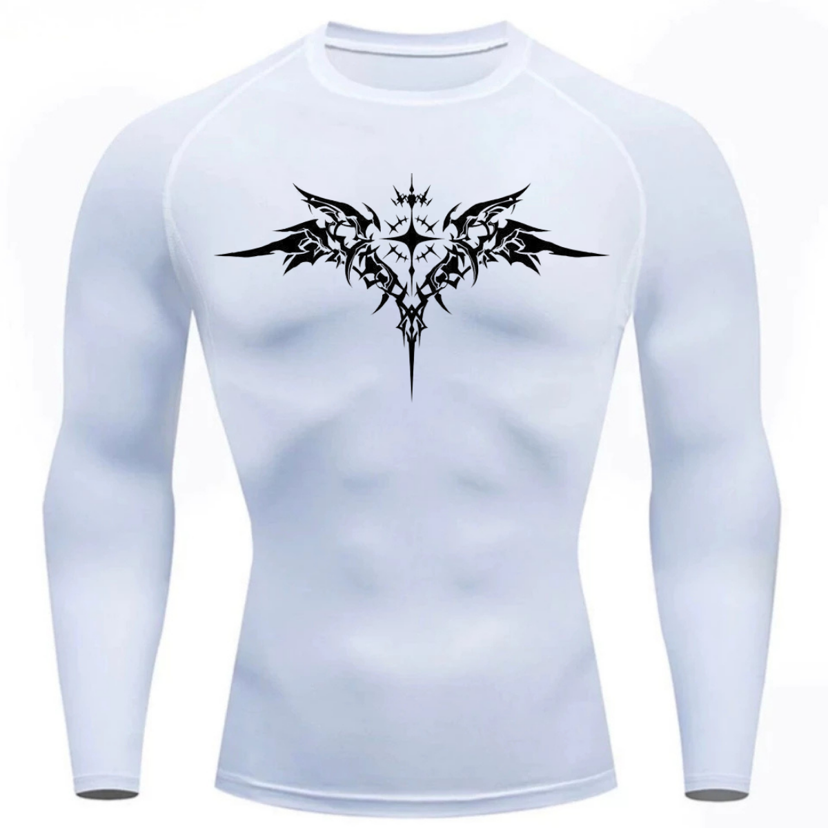 Camiseta Longa Compressão Proteção UV Cyber Tribal Asas 03 Frente